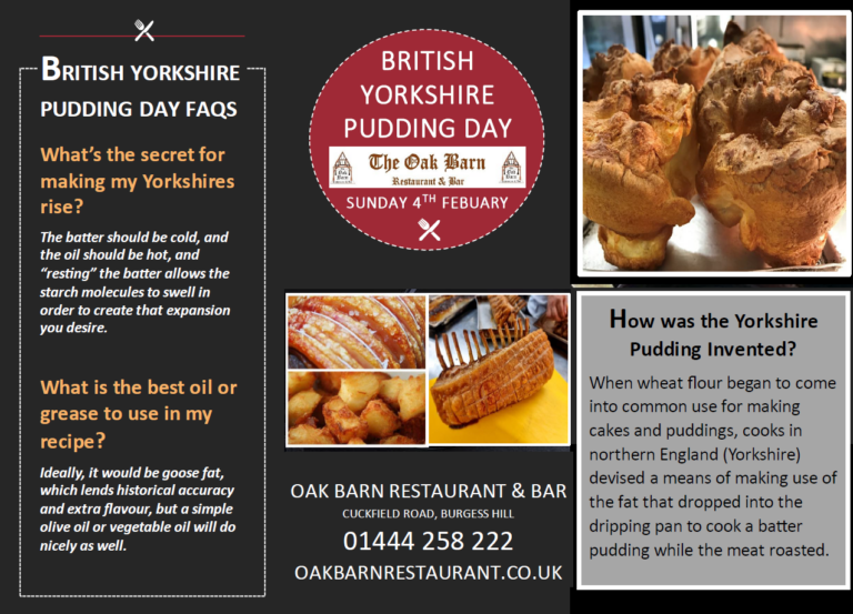 Yorkshire Pudding Day The Oak Barn Restaurant & Bar